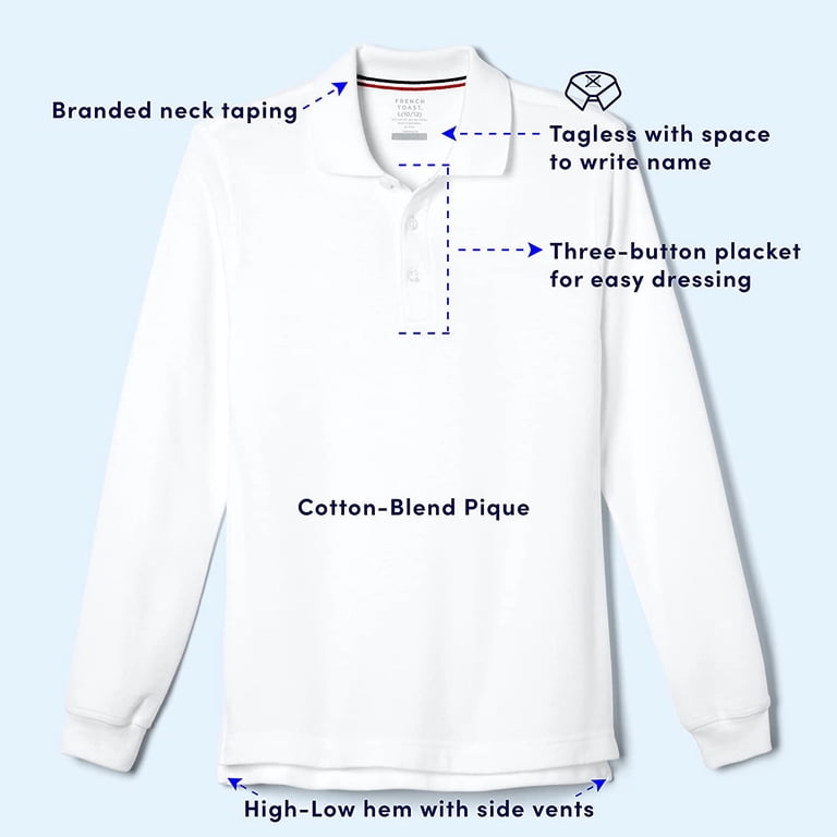 French Toast Boys School Uniform Long Sleeve Pique Polo photo 5