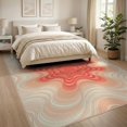thumbnail image 3 of ODIKA 8'x10' Washable Area Rug Non-Shedding, Easy Care, Peach Concentric Spiral Coral Blush Flowing Gradient Curves Contemporary for King Size Bedroom Under Bed, Master Suite, 3 of 7
