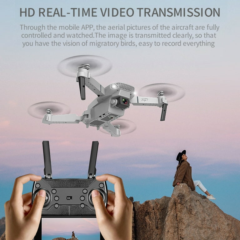 XIAOKEKE Folding Quadcopter Drone, 2.4 GHz Portable WiFi Drone with Remote  Control with 4K Dual Camera, Real-time Transmission RC Quadcopter for Drone  Enthusiasts (2 Batteries) : : Toys