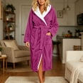 thumbnail image 5 of Womens Hooded Fleece Robe, Soft Bathrobe for Womens, Cute Long House Coat Hot Pink M(M), 5 of 6