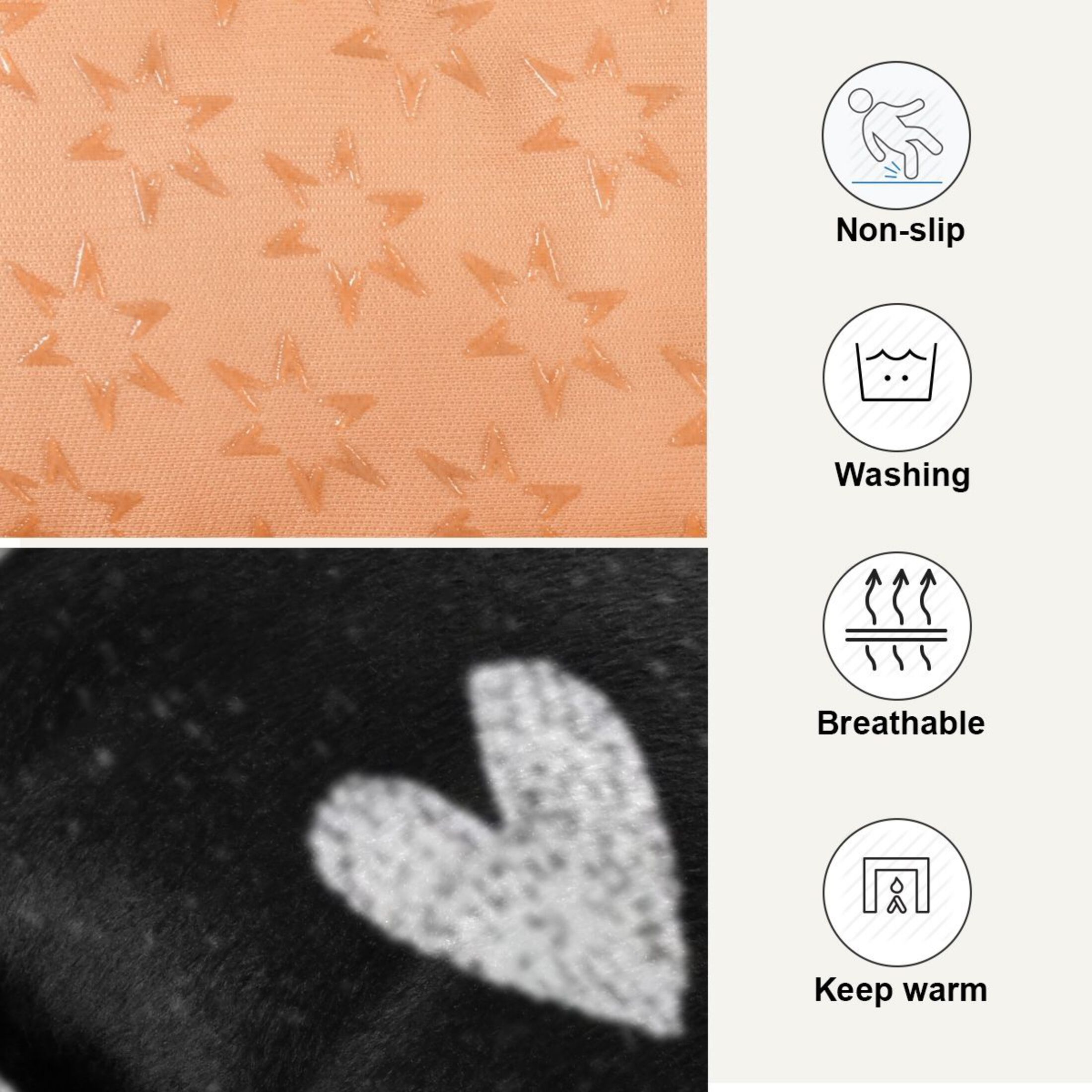 Cozy Mat Pet Bed Indoor Outdoor Warm Soft For Cat Dog Puppy(S/M) Black and White Small Hearts
