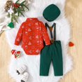 thumbnail image 4 of Toddler Boys Christmas 2 Piece Set 3 Piece Gentleman Suspenders Romper With Hat Festive Holiday Dress Up Party Photo Holiday Fall Winter Pants Sets, 4 of 9