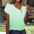thumbnail image 2 of Ruimatai Women's Casual Loose Ombre Short Sleeve Cross Sleeve Asymmetric Neck Button T-Shirt Top, 2 of 7