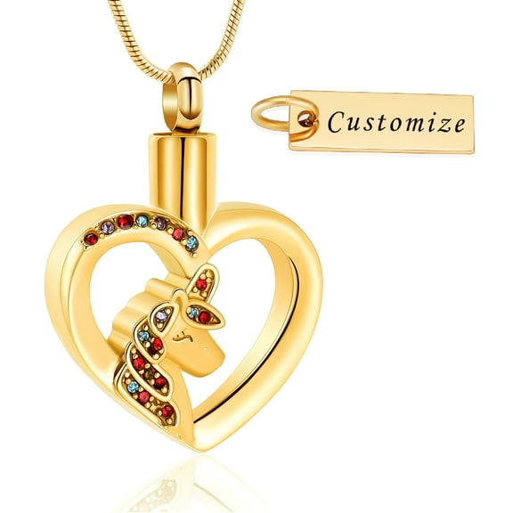 Customize Unicorn Cremation Jewelry for Ashes Urn Necklace Lockets for Human Ashes Pet Ashes Pendent for Ashes and Chain