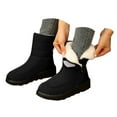 thumbnail image 3 of XIMIN Women's Thermal Fleece Lining Anti Skid Mid Calf Boots Waterproof Cloth Warm Snow Boots Round Toe Plush Lining Slip-On Waterproof Winter Boots with Hook And Loop, 3 of 8