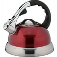 Mainstays 3 Liter Whistling Tea Kettle, Stainless Steel, Red
