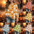 thumbnail image 6 of Cdudpw Kids Boy Girl Crewneck Halloween Sweatshirt Pumpkin Graphic Print Halloween Shirt Long Sleeve Tops(M119-Sky Blue), 6 of 9