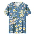 thumbnail image 4 of Sexlip Women's Blue Daisy Printed Short Sleeve Top Stylish Design Lightweight Material Daily Casual Wear Multicolor XXL, 4 of 4