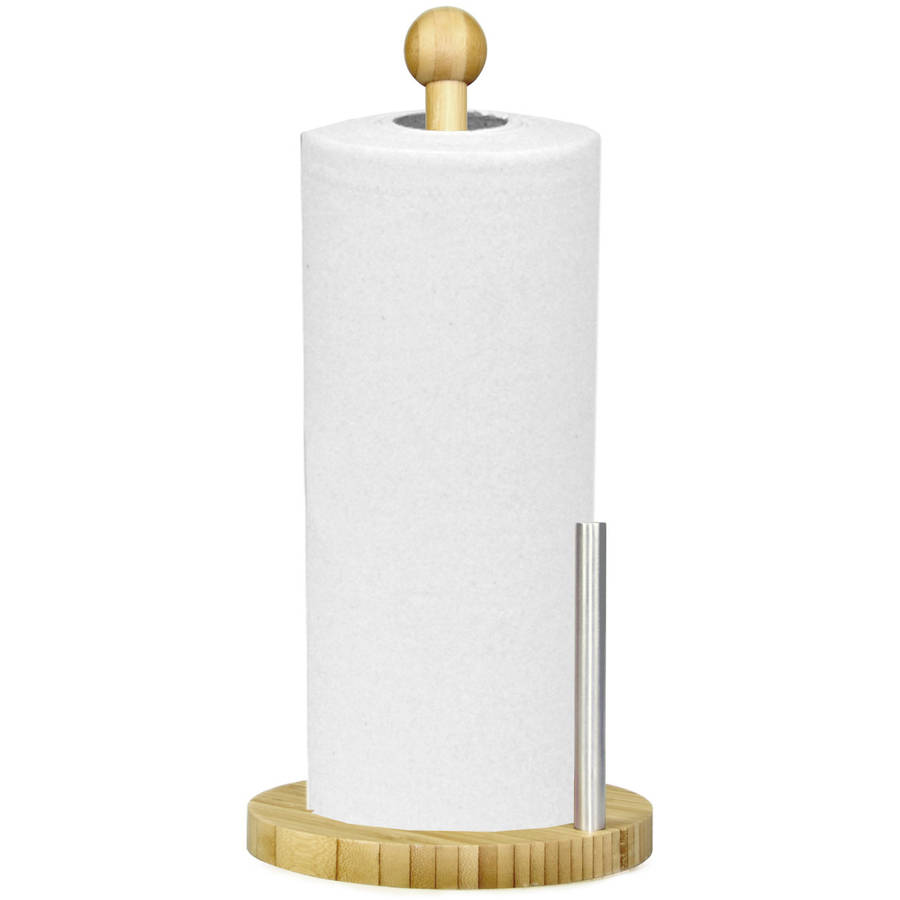 Home Basics Paper Towel Holder, Stainless Steel and Bamboo