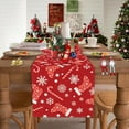 thumbnail image 3 of Christmas Table Runner，Red Table Runners with Snowflake Candy Prints Xmas Table Cloth Decorations and Supplies for Home Kitchen Dining Room Holiday Party Decor (Red-1, 13x90 Inches), 3 of 5