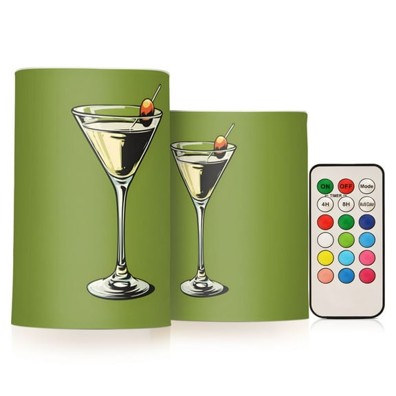 Yayeee Flameless Candles with Remote Flickering Battery Operated Multi Color Changing, Light Black Martini