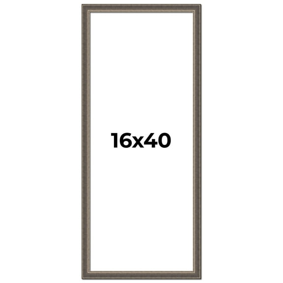 16x40 Frame Silver Real Wood Picture Frame Width 1.25 Inches | Interior Frame Depth 0.5 Inches |