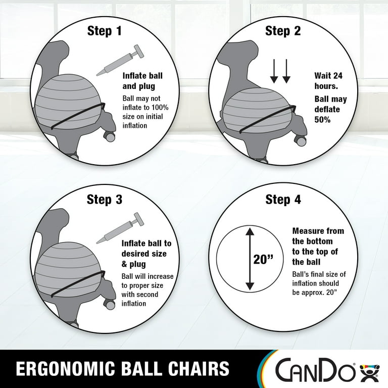 CanDo Ball Chair - Plastic - Mobile - with Back - Adult Size - with Red Ball CanDo Ball Chair - Plastic - Mobile - with Back - Adult Size - with Red Ball