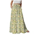 thumbnail image 2 of vigerkar Skirts for Women Summer Casual A Line Drawstring Low Waist Long Flowy Maxi Trendy Vacation Skirt 2025 Yellow, M, 2 of 6