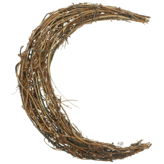 PBPBOX Light Brown Rattan Wreath Ring for Decor with Construction and Natural Finish 12.5 Inches
