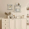 thumbnail image 3 of Parisloft Rusitc White 2 Tier Wood Floting Wall Shelves-Set of 2, Decorative Wood Riser, 3 of 5