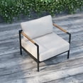 thumbnail image 3 of Merrick Lane Contemporary Outdoor Accent Chair with Removable Cushions, Beige/Black Teak, 3 of 14