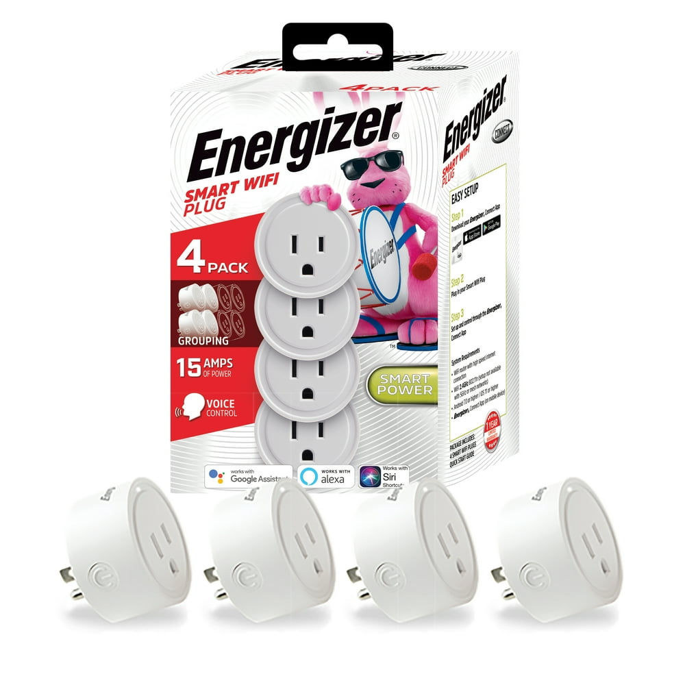 Energizer Connect 15Amp Smart WiFi Plugs (4 Pack)