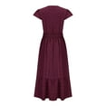thumbnail image 4 of Pisexur Robe à Manches Courtes à Col en V Robe à Manches Courtes pour Femme Couleur Unie Robe à Manches Courtes à Col en V Robe pour Femmes, 4 of 5