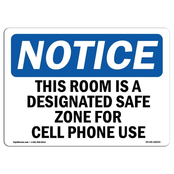 OSHA Notice Sign - This Room Is A Designated Safe Zone For | Decal | Protect Your Business, Construction Site |  Made in the USA