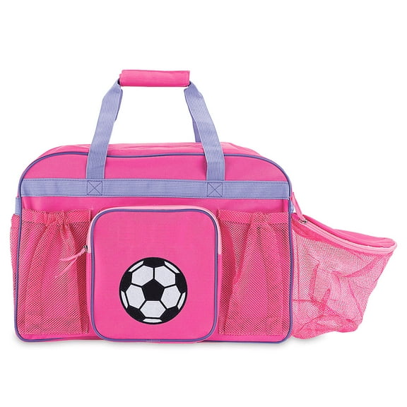 Current Soccer Sports Duffel Bag, Kids 19" Pink Bag, Ball & Water Bottle Compartments
