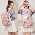 thumbnail image 3 of Clear Backpack for Girls Kids Elementary Bookbags Transparent Stadium Approved Travel Daypack See Through Middle College School Bag Large Laptop Backpack for Women Teens Students (Pink), 3 of 7