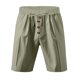 thumbnail image 4 of pstuiky Pantalones cortos de entrenamiento para hombre, Pantalones cortos de lino con cintura elástica y botones de color liso para hombre, versátiles y a la moda. Pantalones cortos de baloncesto, 4 of 8
