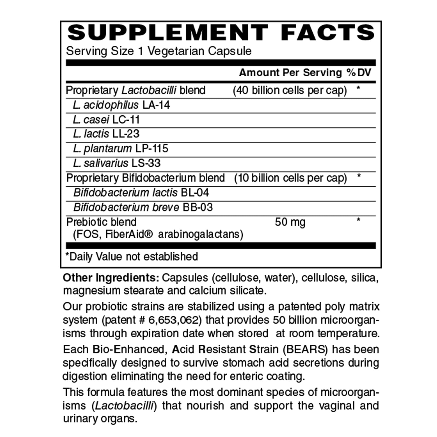 Holly Hill Health Foods, Women's 50 Billion Probiotic, 30 Vegetarian Capsules