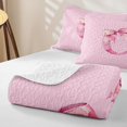 thumbnail image 4 of Manfei Pink Watercolor Bow Letter C Twin Quilt Set for Girls, Cute Initial Twin Coverlet Set, 4 of 7