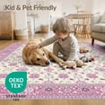 thumbnail image 4 of ODIKA 8'x10' Washable Area Rug Dusty Lilac Rose Pink Trellis Garden Scroll Medallion Border for King Size Bedroom Under Bed, Master Suite, Non-Shedding, Easy Care, 4 of 7