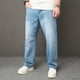 thumbnail image 5 of Ceisia Men Solid Color Basic Loose Wide Leg Straight Denim Pants Gift Casual Daily Jeans, 5 of 7