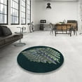 thumbnail image 4 of Ahgly Tapis Rond Lavable en Machine Intérieur Transitionnel Bleu Nuit, 5 Pieds Rond, 4 of 7