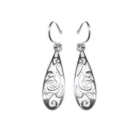 Sterling Silver Long Teardrop Drop Earrings