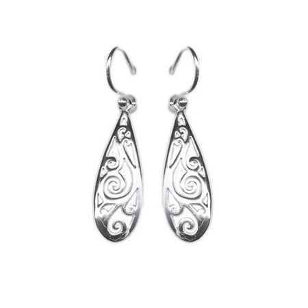 Sterling Silver Long Teardrop Drop Earrings