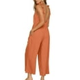 thumbnail image 6 of Women's Summer Jumpsuit Casual Loose V Neck Sleeveless Overalls Wide Leg Long Pants Romper with Pockets, 6 of 7
