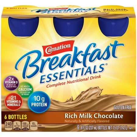 Carnation Breakfast Essentials, Rich Milk Chocolate, 8 fl. oz. Bottles, 6 (Best Instant Breakfast Drinks)