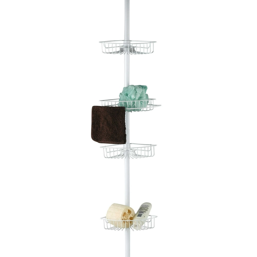 Vista Tension Pole 4 Tier Corner Bath Tub Adjustable Shower Caddy White