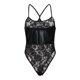 thumbnail image 3 of NECHOLOGY Ropa Interior Mujer Adulto Bodies Sexy Para Mujer Sexy parte superior acanalada, escote en V, entrepierna a presión, correa de pierna, body de 3 piezas sin espalda Negro Mediano, 3 of 6