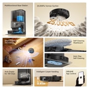 DREAME D30 Ultra CE Robot Vacuum and Mop, 25000Pa Suction, Auto Dust Emptying, 0.41in Mop Lifting, Mop Self-Washing & Drying, Smart Obstacle Avoidance, App & Voice Control, Black