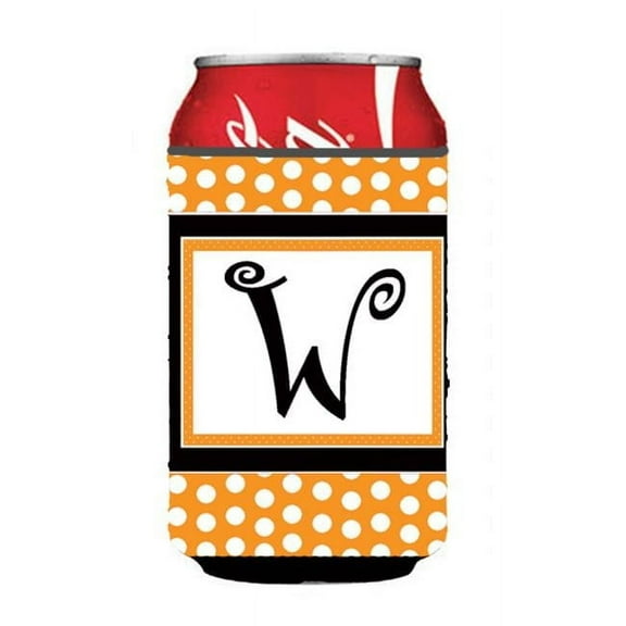 Carolines Treasures CJ1033-WCC Letter W Initial Monogram - Orange Polkadots Can Or Bottle  Hugger