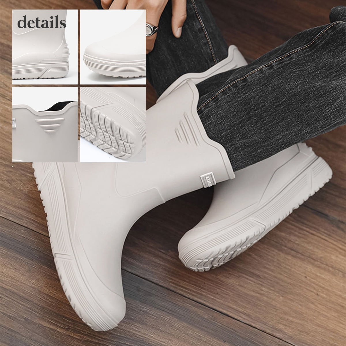 AUXDIQ Rain Shoes Men Mid-calf Boots Waterproof Rain Boots Outdoor Garden Shoes