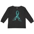 thumbnail image 3 of Inktastic Ovarian Cancer Awareness Teal Ribbon Made of Hearts Boys or Girls Long Sleeve Toddler T-Shirt, 3 of 5