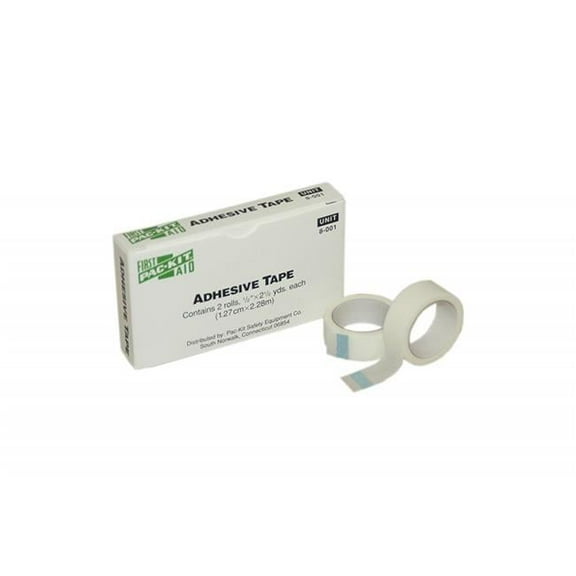 First Aid Only Tape, White, 1/2 In. W, 5 ft. L, PK2 8-001