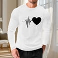 thumbnail image 2 of UVEASISHA Valentines Day Waffle Knit Shirts for Men Long Sleeve Heart Graphic Tees Big and Tall Casual Regular Fit T-Shirts Holiday Gifts White S, 2 of 9