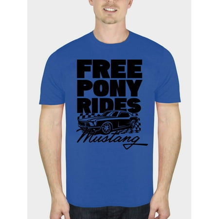 Ford Mustang Men's Free Pony Rides Short Sleeve Graphic T-Shirt, up to Size