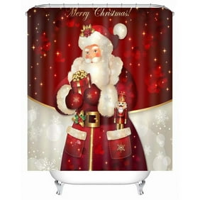 71 X71 Shower Curtain Christmas Red Robe Santa Claus Waterproof