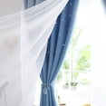 thumbnail image 5 of Romantic Double-layer Tulle Sheer Curtain + Blackout Curtains Hollow-Out Stars Eyelet Ring Top/Hooks Room Darkening Starry Curtain Lady Women Kids Girls Children Bedroom Decor, 5 of 7