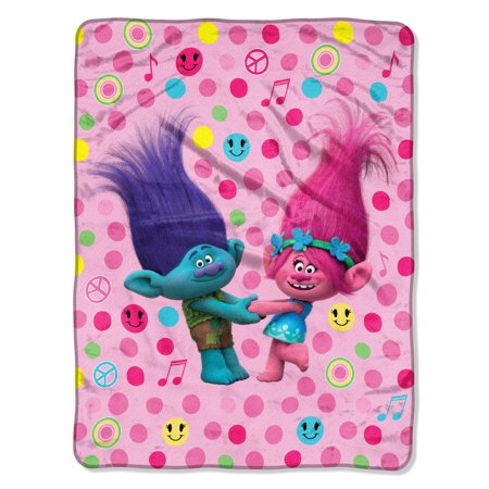 DreamWorks Trolls Happy Smiles 46" x 60" Micro Raschel Throw, 1 Each