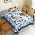 thumbnail image 3 of Blue and White Porcelain Waterproof Fabric Tablecloth,Rectangle Watercolor Wrinkle Oil-Proof Resistant Table Cover for Dining Table, Buffet Parties and Campin,(60" x 84" inch), 3 of 6