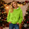 thumbnail image 6 of Women's Hooded Long Sleeve Printed Flannel Top Hooded Sweatshirt for Casual and Warm Fall and Winter Seasons,Green,M, 6 of 8